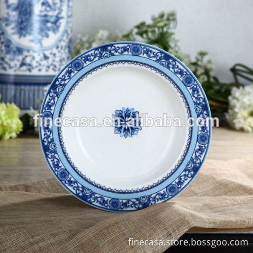 8.5 Inches Fine New Bone China Blue and White Porcelain Plate